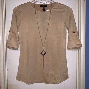 Tan 3/4 Sleeve Blouse